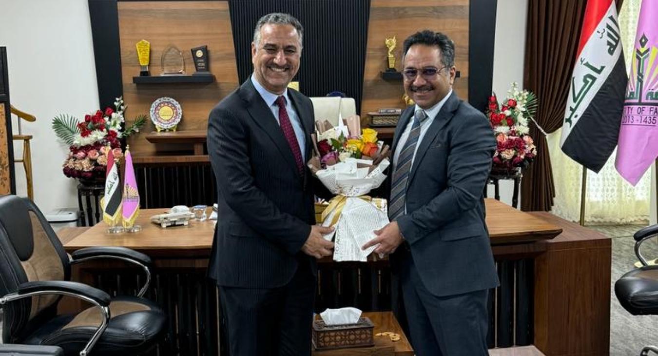 The Dean of the College of Applied Sciences made a congratulatory visit to the President of the University of Fallujah on the occasion of his assuming the position